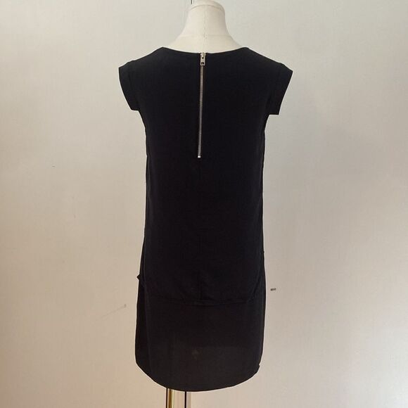 AllSaints Black Silk Flowy Mini Dress Size 2 - Picture 6 of 13